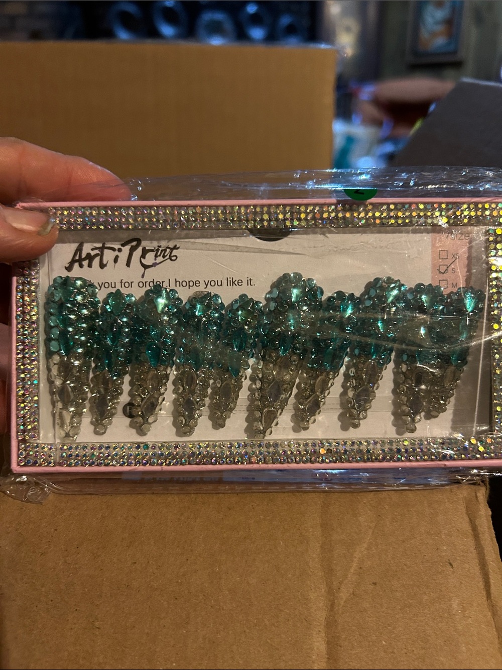 ArtPrint Teal Crystal Hair Clips - Teal & Silver